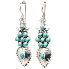 Earrings Silver 925 Sterling Natural Turquoise Gem Stone Handmade Women Gift E538 